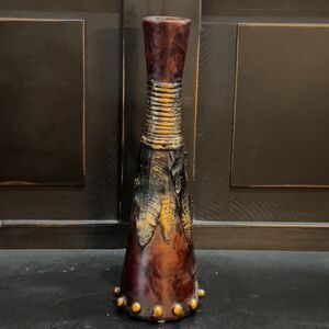 Vintage Native American Tribal Textured Feather Candle Holder 12"